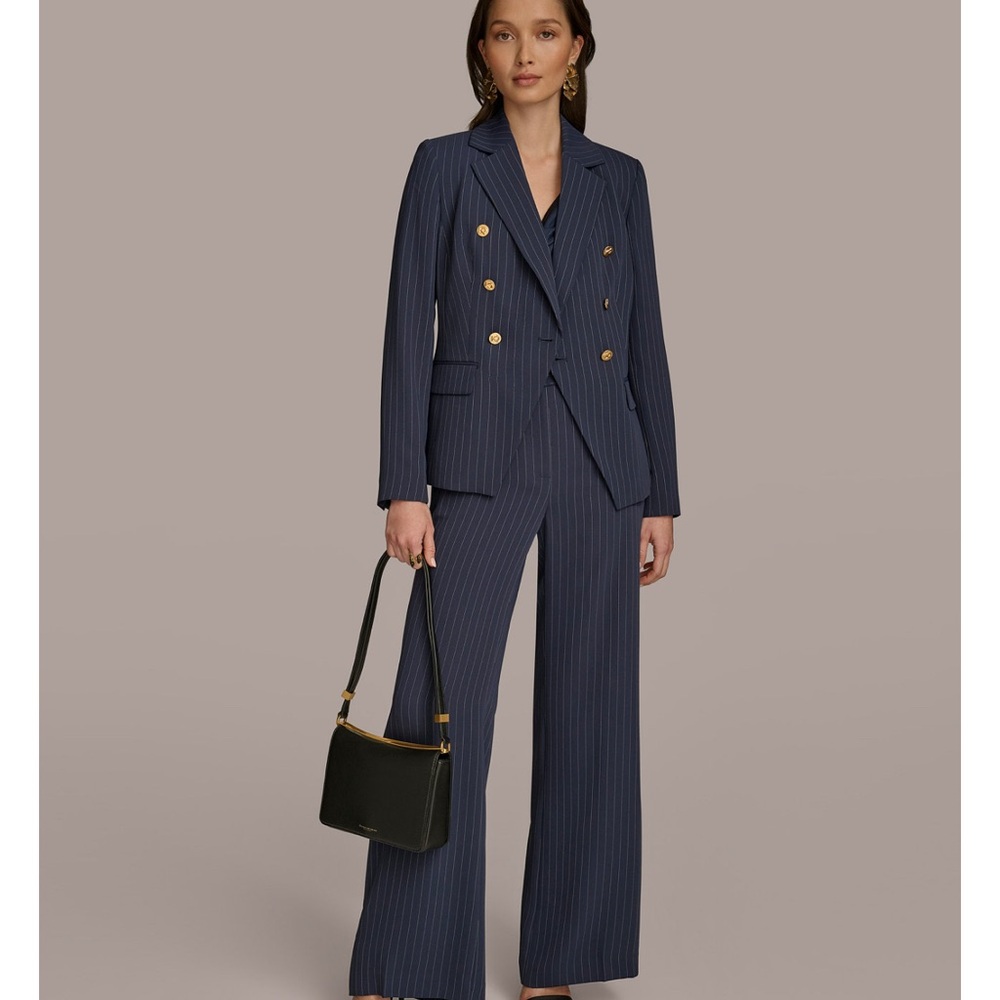 Donna Karan New York Navy Pinstripe Women's wide leg pants